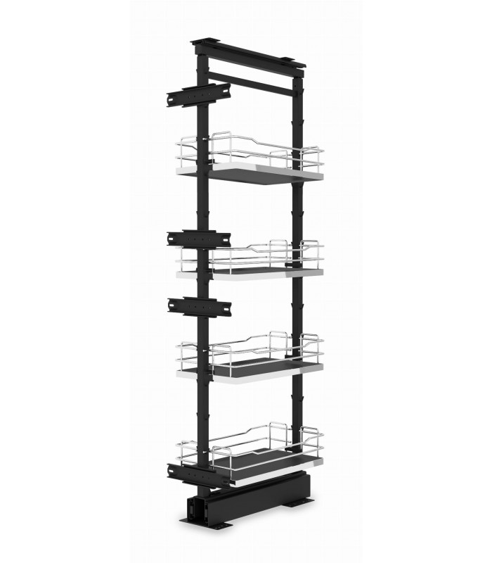 Cargo MAXI 4-półkowe do szafki 500 chrom+antracyt (wys.1410mm-1710mm) PEŁNE DNO