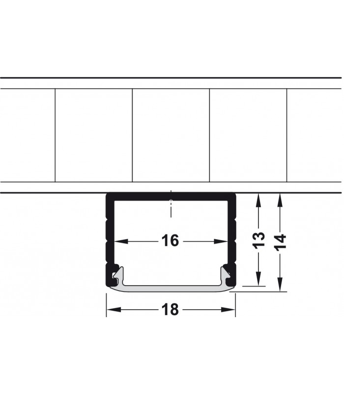 Profil nawierzchniowy Häfele Loox (wys. 13 mm) do taśm LED aluminium (szerokość wewn. 16mm) 2,5m z kloszem mlecznym