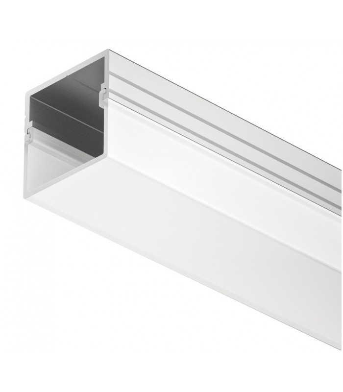 Profil nawierzchniowy Häfele Loox (wys.8+10mm klosz) aluminium (szerokość wewn. 16mm) 2,5m z kloszem mlecznym prostokątnym