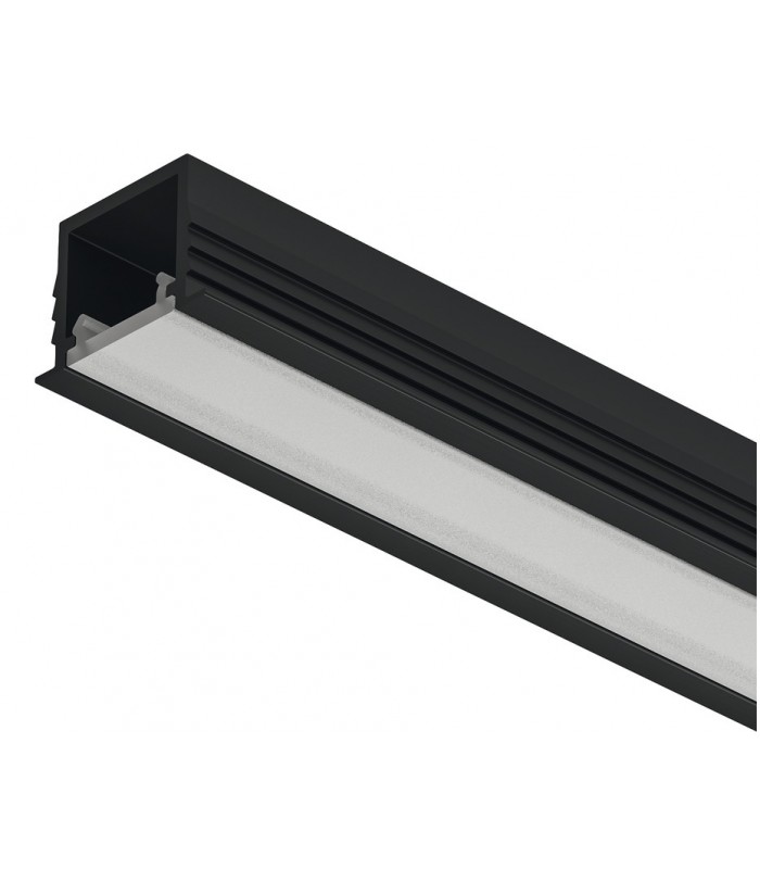 Profil wpuszczany Häfele Loox5 1103 (wys. 12mm) do taśm LED czarny (szerokość wewn. 11mm) 3m osłona rozpraszająca mleczna