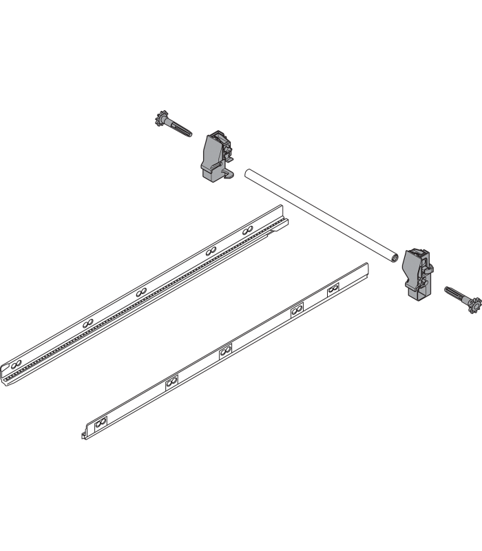 TANDEMBOX Stabilizacja boczna  montowany do góry   dł. 500 mm  KB 1200 mm  pełen wysuw  Szuflada standardowa/Szuflada