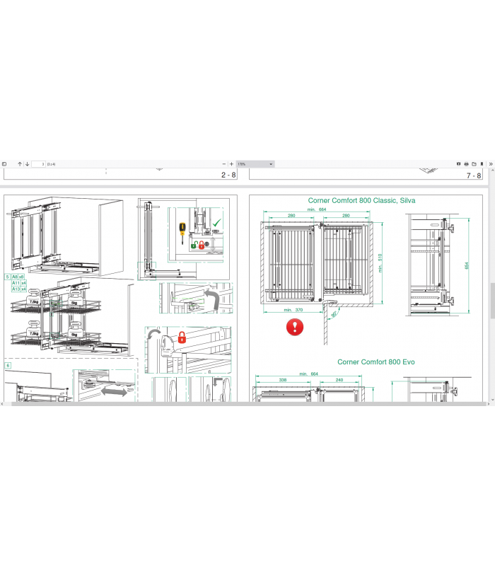 MAXIMA CLASSIC Corner Comfort 800 prawy metal chrom
