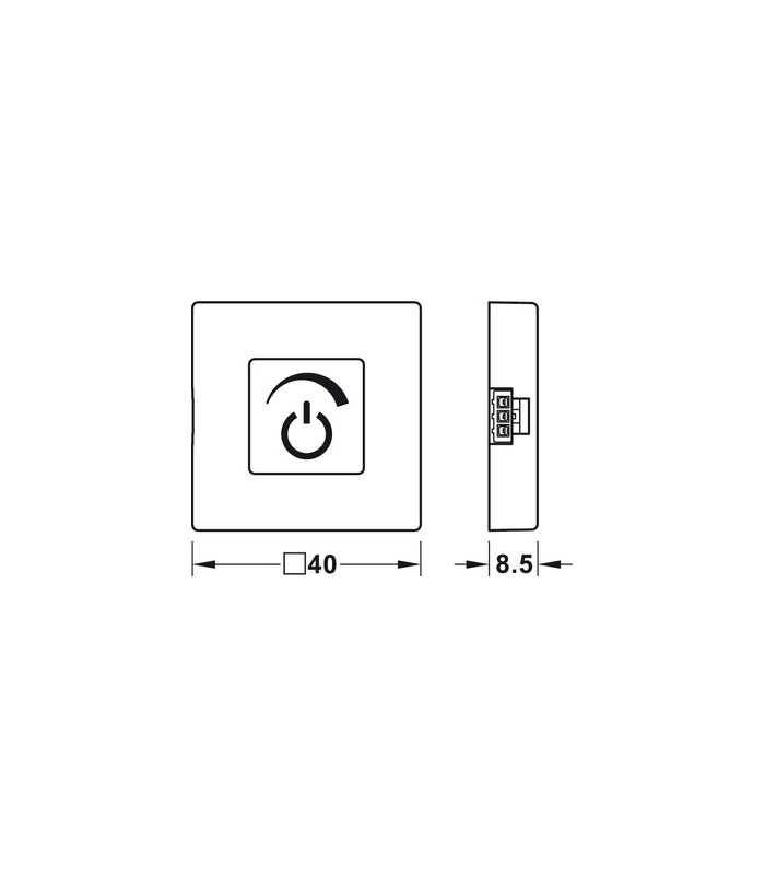 Ściemniacz,Hafele Loox, modułowy, na łączniki zatrzaskowe, 40x40 dotyk z funkcją ściemniania, biały